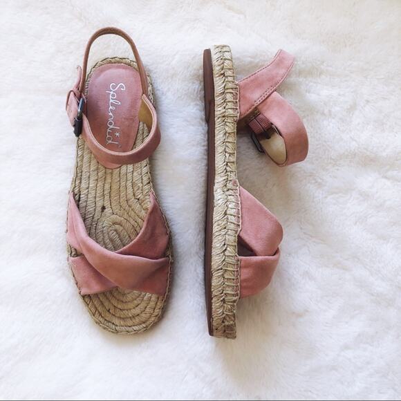 Splendid Pink Blush Suede Espadrille Sandals with Jute Detail - Picture 4 of 12